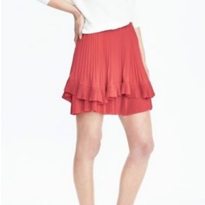 Banana Republic Coral Ruffled Pleated Mini Skirt